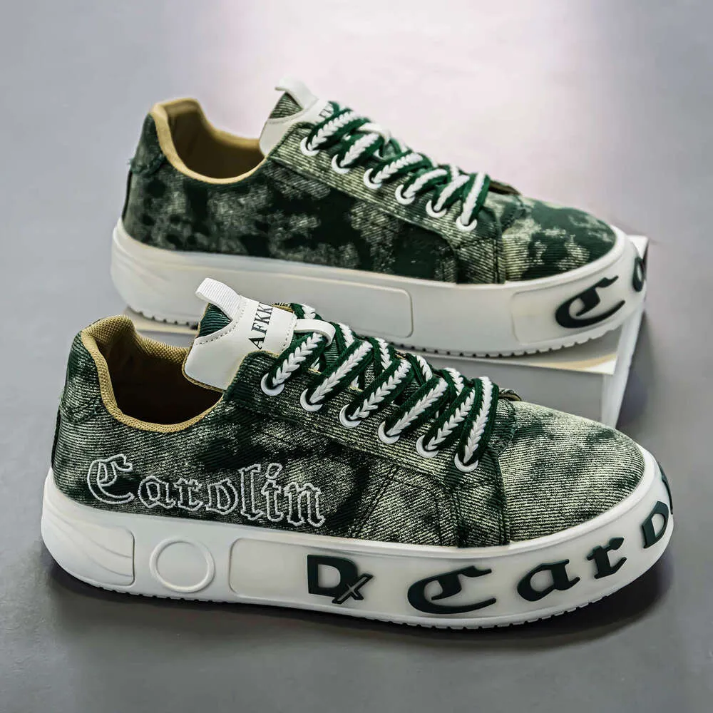 Canvas Men's Spring Breathable Versatile Trendy Sports Casual Sneakers Niche Design Thick Sole Height Increasing Denim_desvips.com
