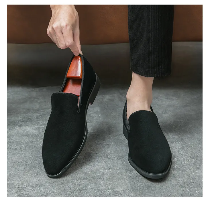 Mocassini uomo in scamosciato stile classico slip-on da passeggio_voghion.com
