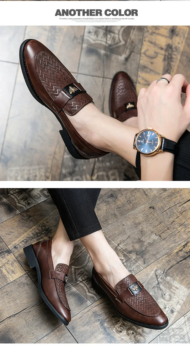 Mocassini in pelle da uomo slip on classici per outfit casual_voghion.com