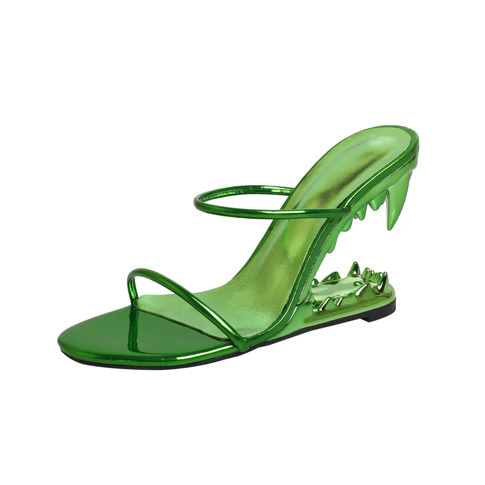 Sandali da donna alla moda con tacco a spillo, design a punta aperta con due sottili cinturini e soletta imbottita per il tragitto quotidiano e la notte_voghion.com