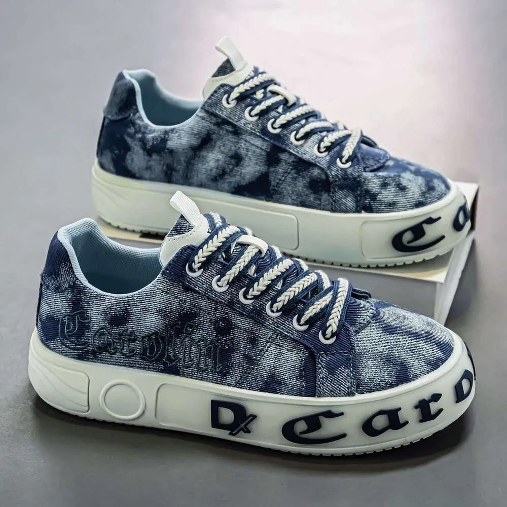 Canvas Men's Spring Breathable Versatile Trendy Sports Casual Sneakers Niche Design Thick Sole Height Increasing Denim_desvips.com