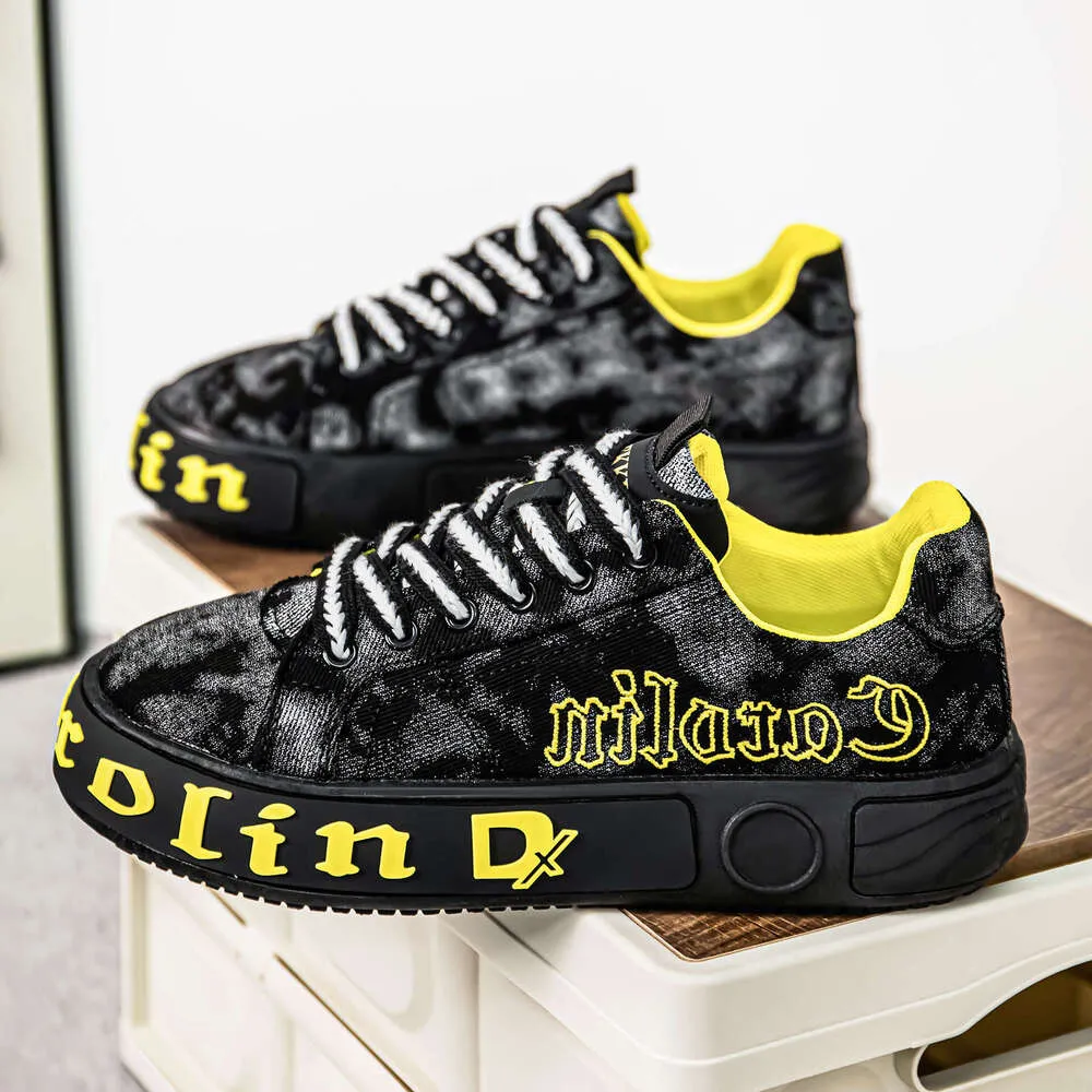 Canvas Men's Spring Breathable Versatile Trendy Sports Casual Sneakers Niche Design Thick Sole Height Increasing Denim_desvips.com