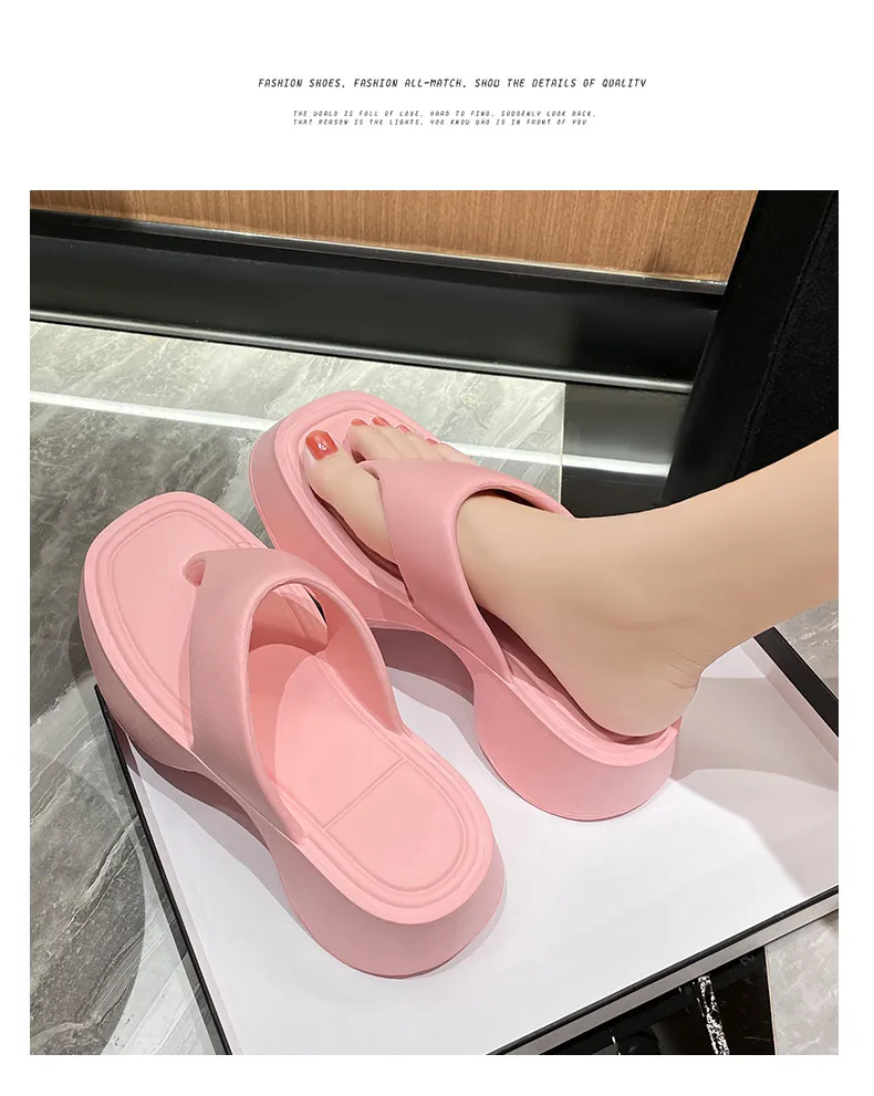 Women Wedges Beach Sandals Solid Colour Soft Non Slip Slippers_voghion.com