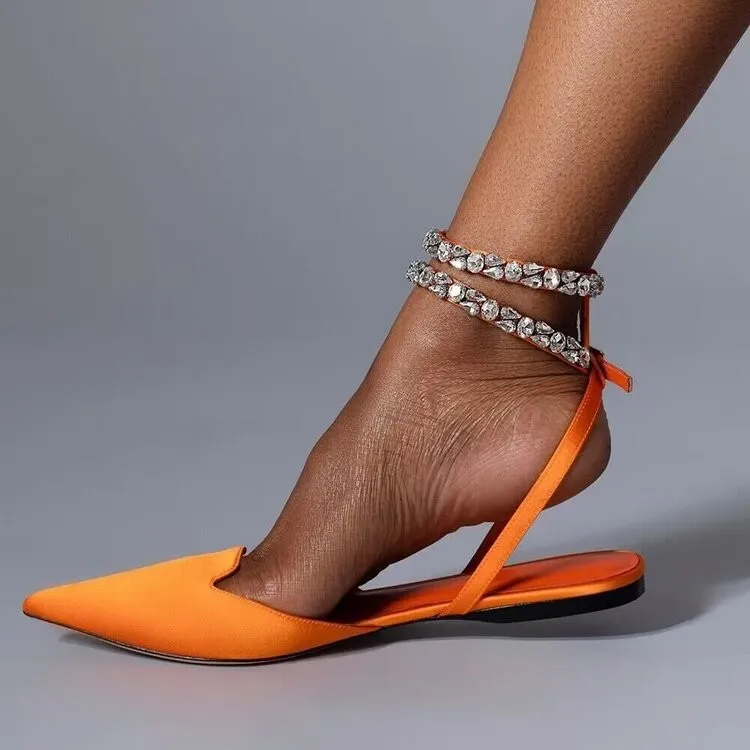 Mules basse con cristalli da donna a punta con cinturino caviglia_voghion.com