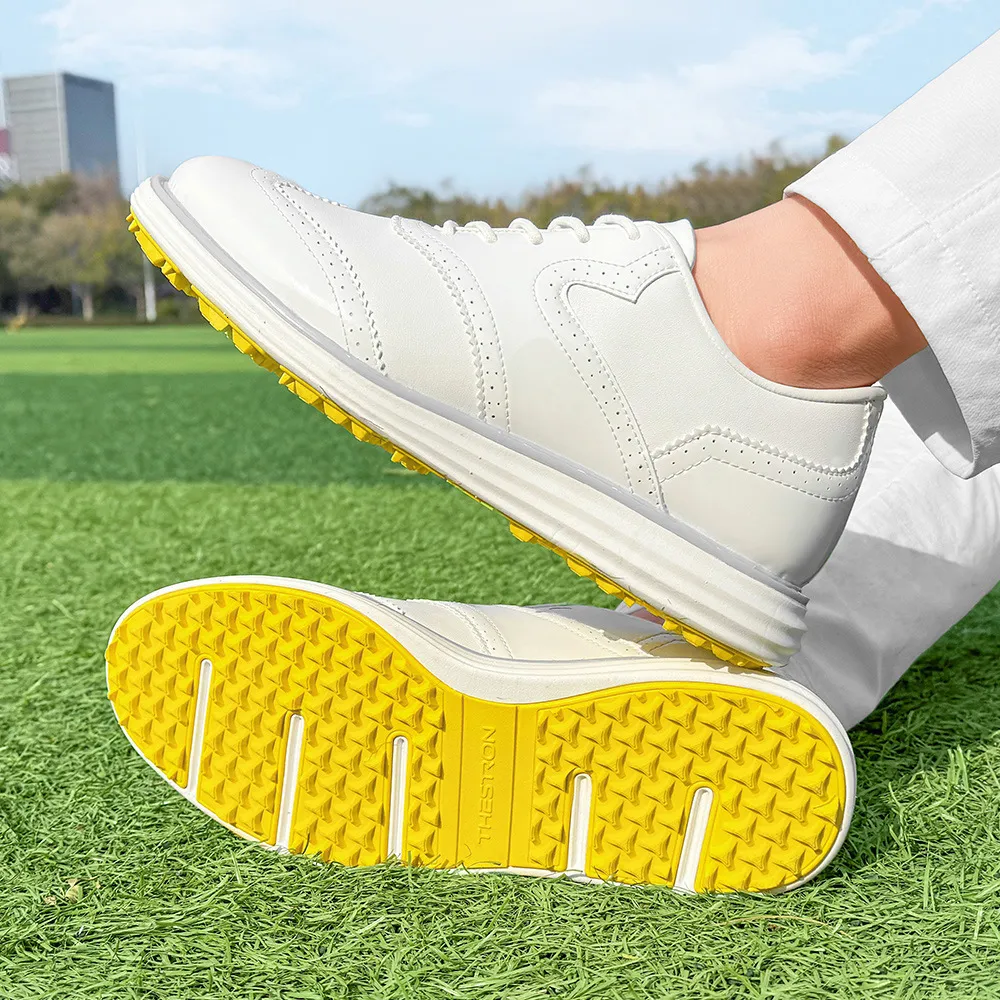 Mens Wingtip Golf Shoes Patent Leather Spikeless Non Slip Flat_voghion.com
