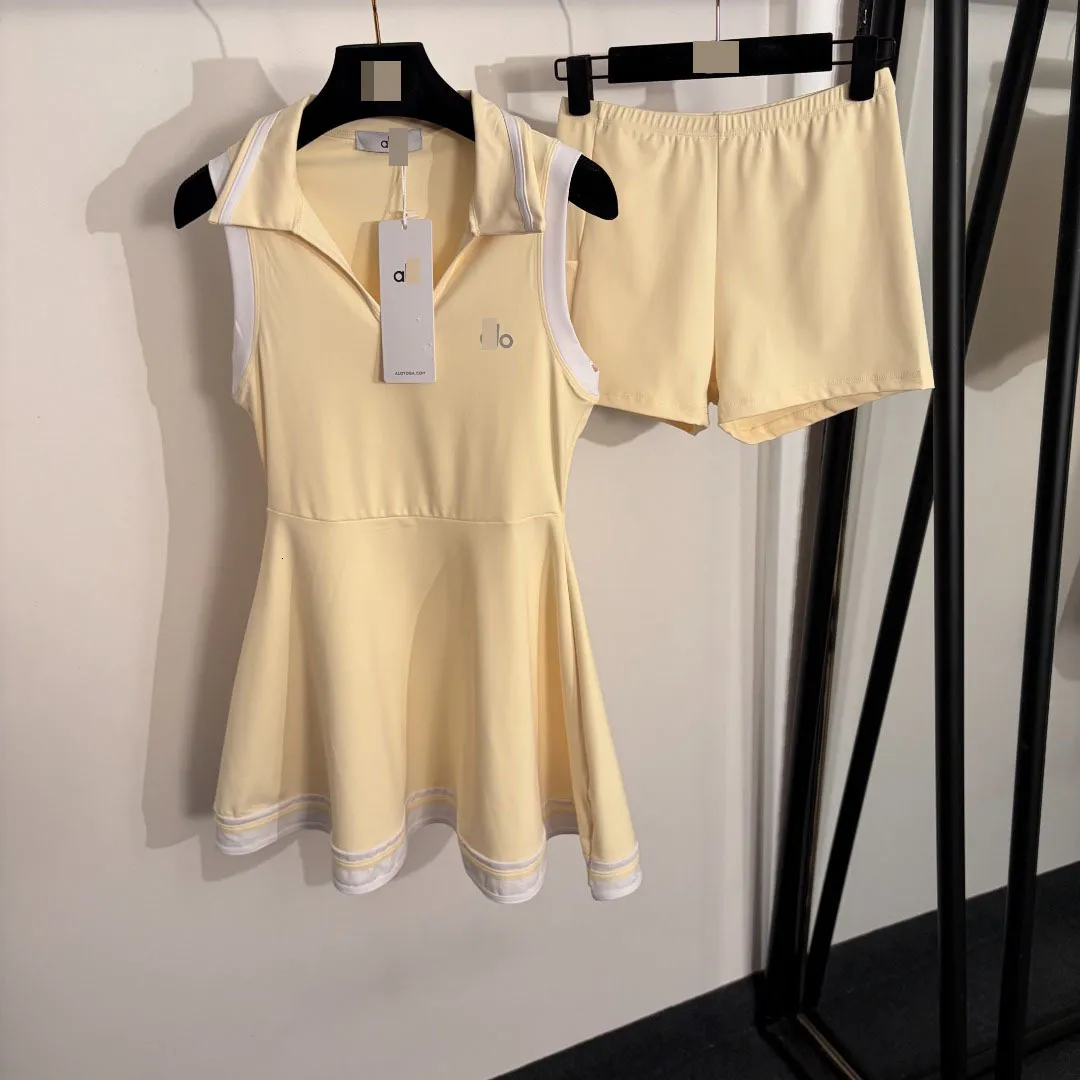 tennis dresses with shorts Women's Dress Built-in Scalloped Aqua Golf Dress Ra Attraco Model Wearing Size Small Color Courtside Tennis Dress With Under-Shorts
