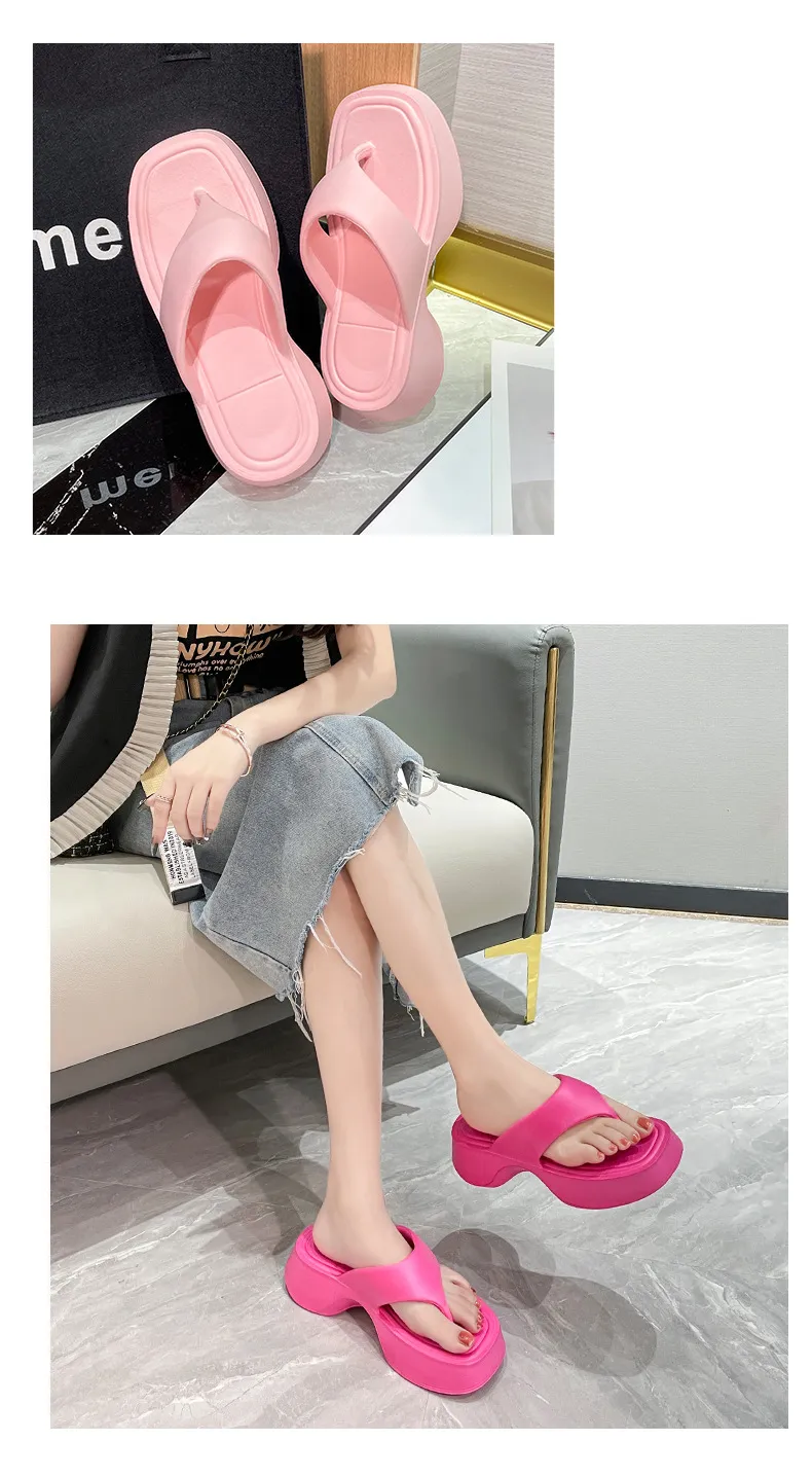 Women Wedges Beach Sandals Solid Colour Soft Non Slip Slippers_voghion.com