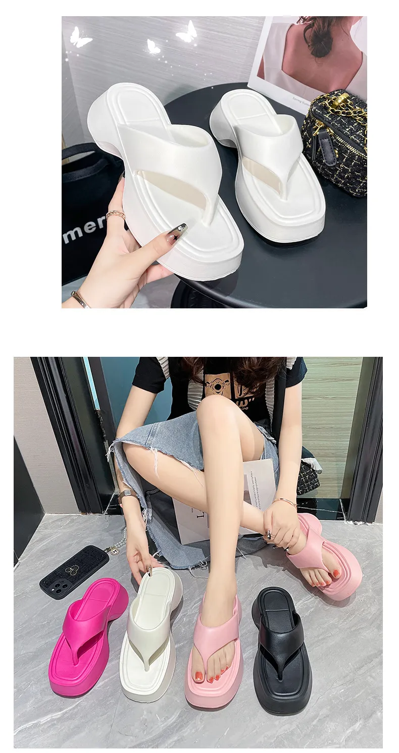 Women Wedges Beach Sandals Solid Colour Soft Non Slip Slippers_voghion.com