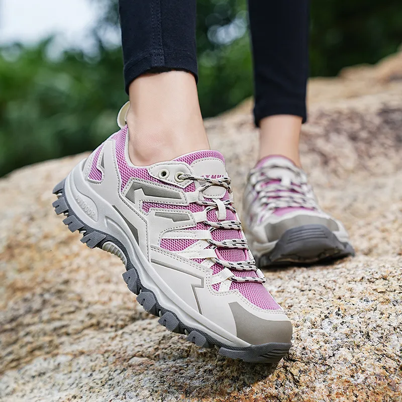 Scarpe da trekking da uomo per attività all'aperto, con tomaia in mesh traspirante e suola robusta antiscivolo, ideali per trekking e alpinismo._voghion.com