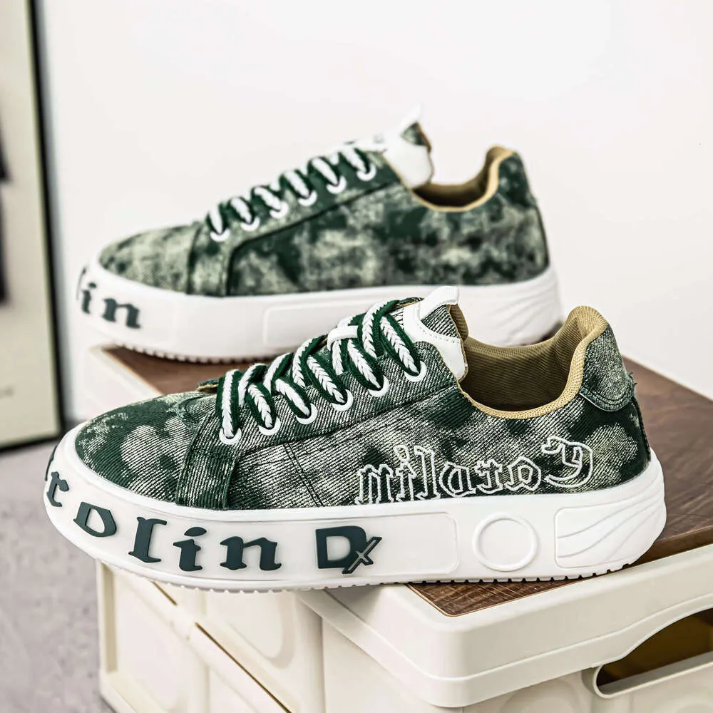 Canvas Men's Spring Breathable Versatile Trendy Sports Casual Sneakers Niche Design Thick Sole Height Increasing Denim_desvips.com