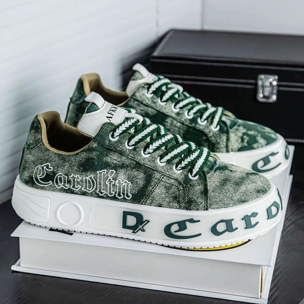 Canvas Men's Spring Breathable Versatile Trendy Sports Casual Sneakers Niche Design Thick Sole Height Increasing Denim_desvips.com