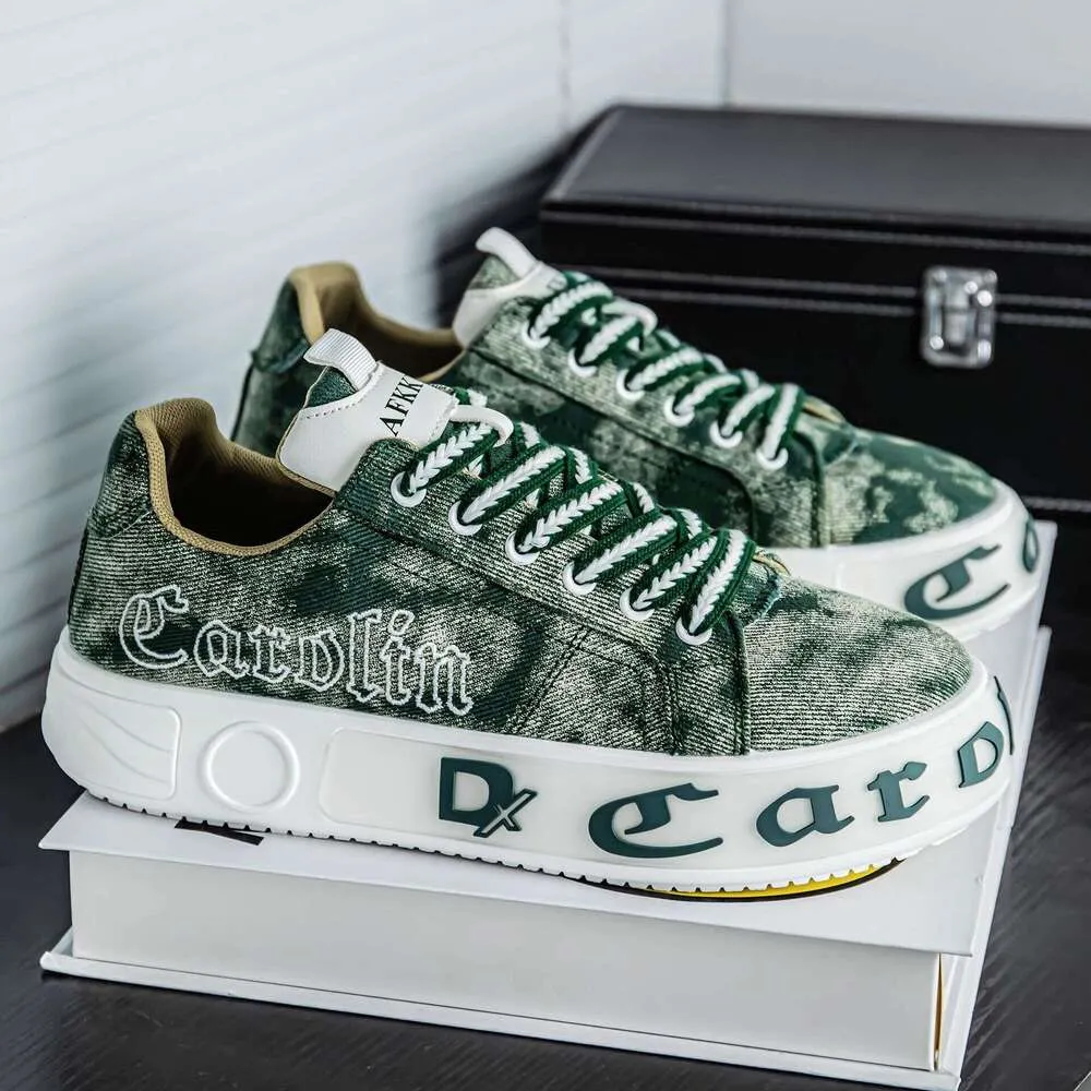 Canvas Men's Spring Breathable Versatile Trendy Sports Casual Sneakers Niche Design Thick Sole Height Increasing Denim_desvips.com
