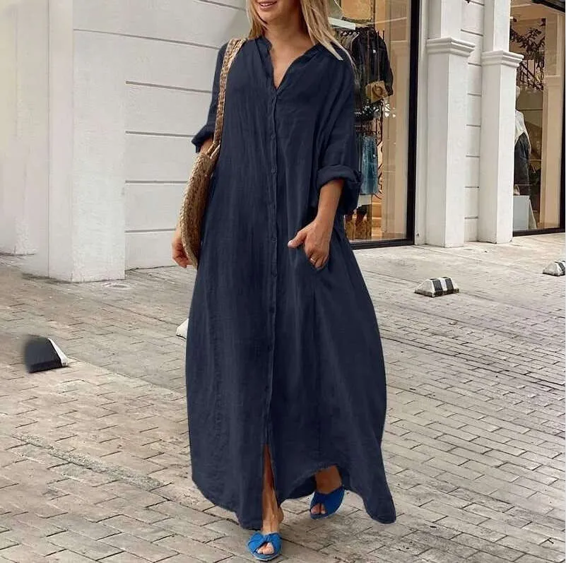 amazon plus size linen dresses IN'VOLAND Women's Plus Size Black Short Sleeve Dress Crew Neck Cotton Linen Dresses with Pockets at Amazon Women's Clothing store