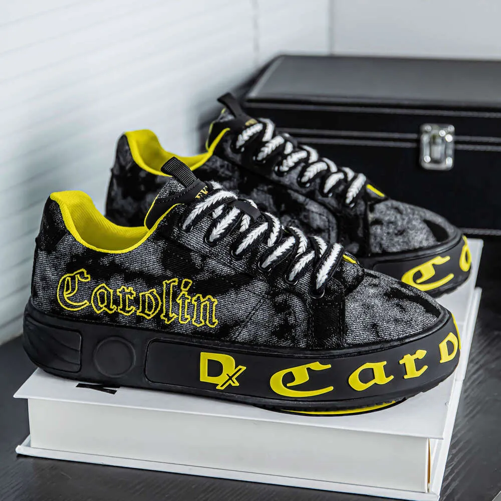 Canvas Men's Spring Breathable Versatile Trendy Sports Casual Sneakers Niche Design Thick Sole Height Increasing Denim_desvips.com