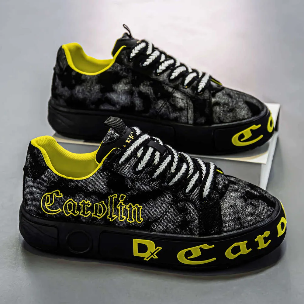 Canvas Men's Spring Breathable Versatile Trendy Sports Casual Sneakers Niche Design Thick Sole Height Increasing Denim_desvips.com