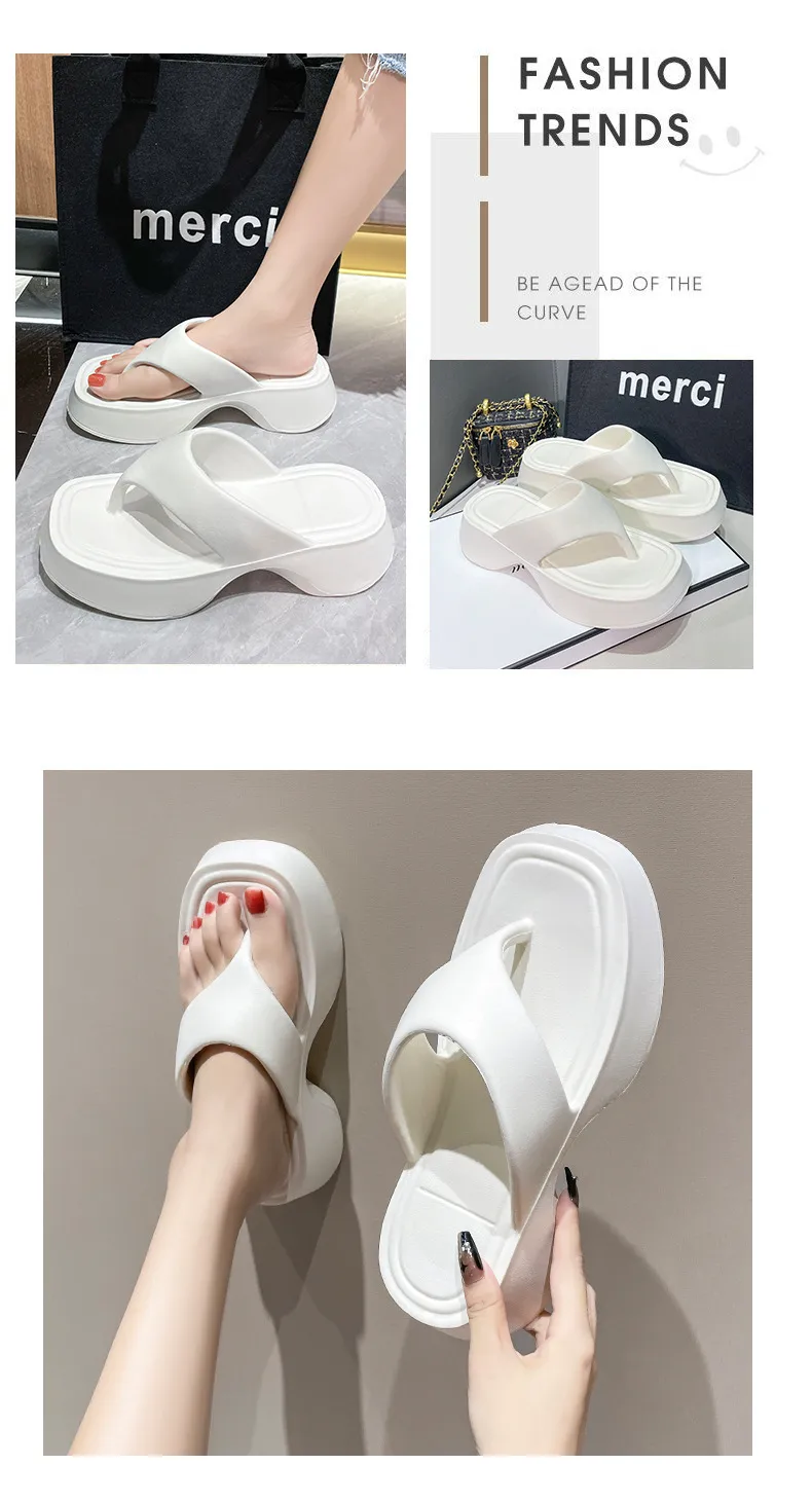 Women Wedges Beach Sandals Solid Colour Soft Non Slip Slippers_voghion.com
