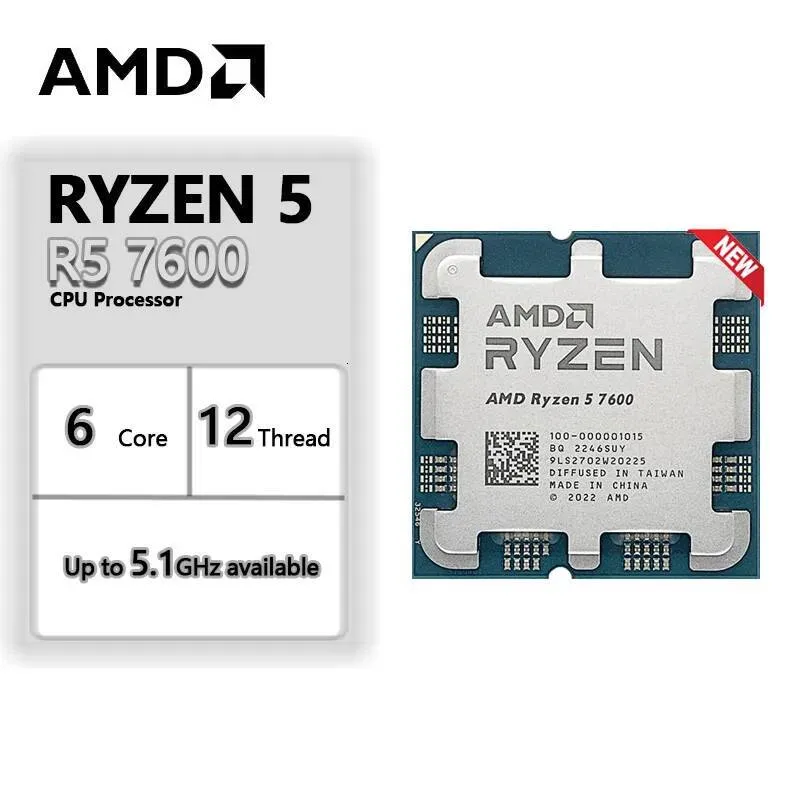AMD Ryzen 5 7600 R5 7600 CPU ソケット AM5 新品ですがクーラーなしを