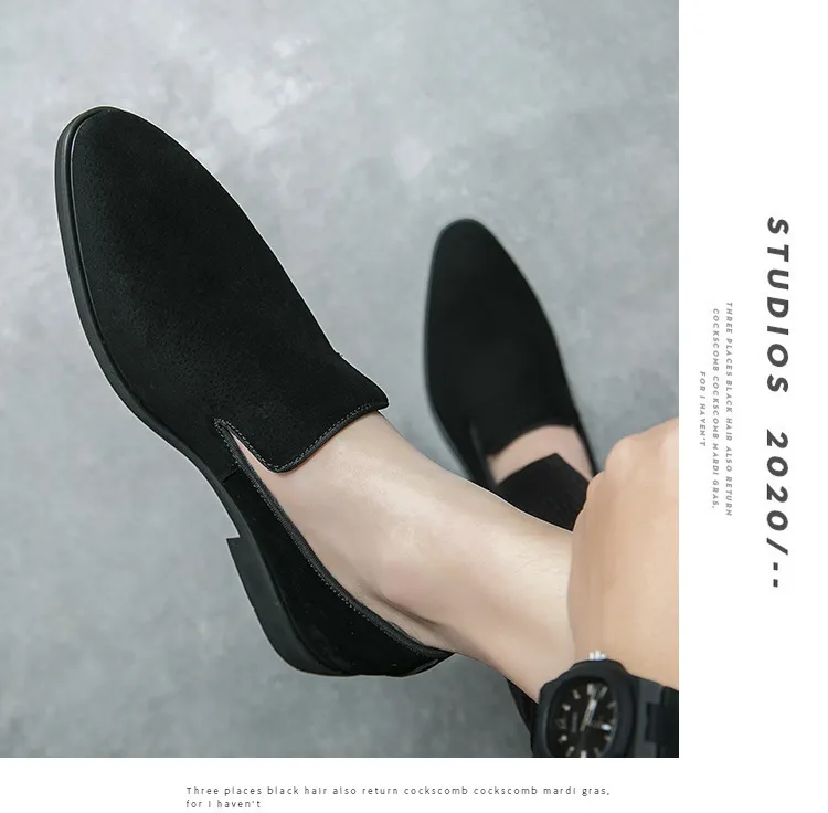 Mocassini uomo in scamosciato stile classico slip-on da passeggio_voghion.com