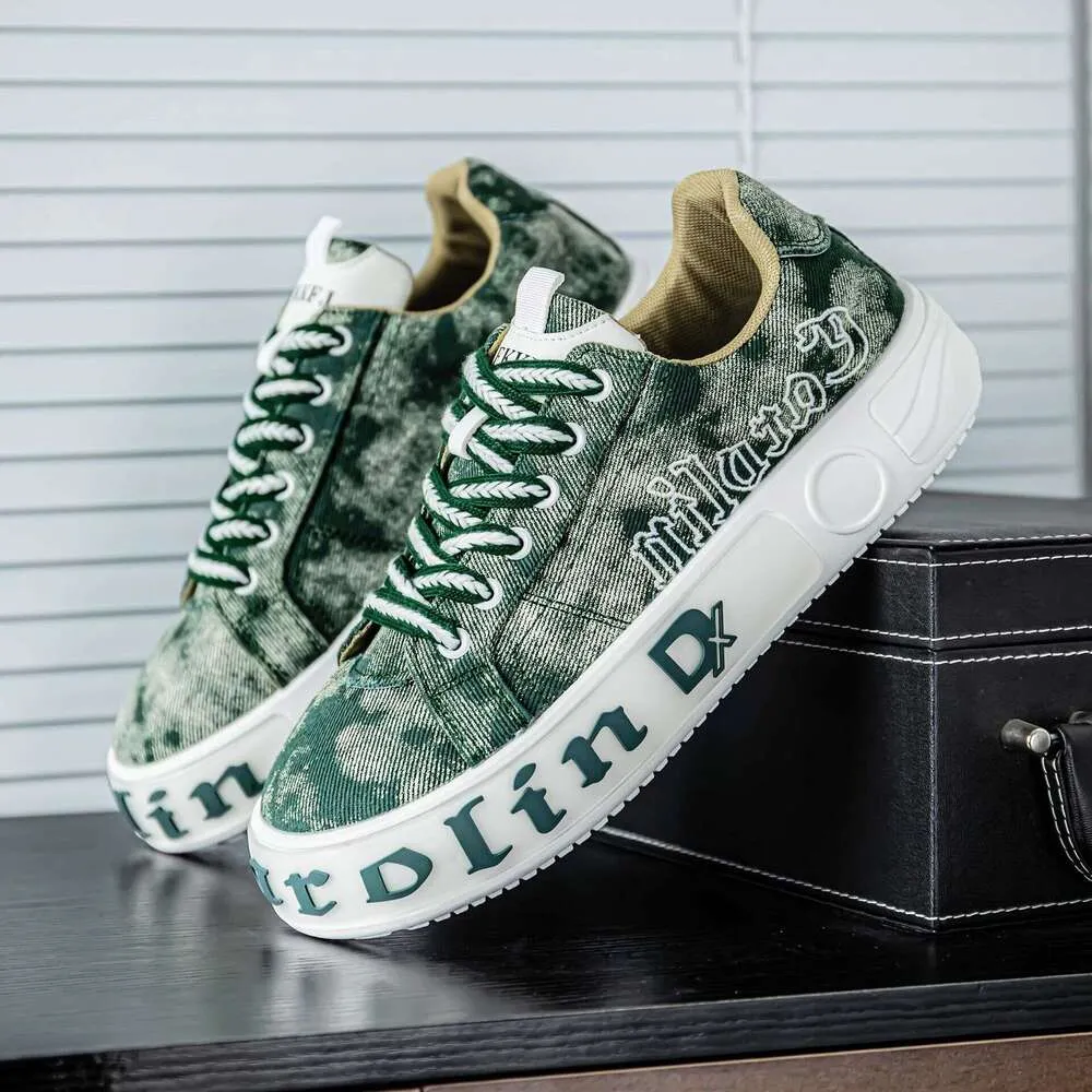 Canvas Men's Spring Breathable Versatile Trendy Sports Casual Sneakers Niche Design Thick Sole Height Increasing Denim_desvips.com