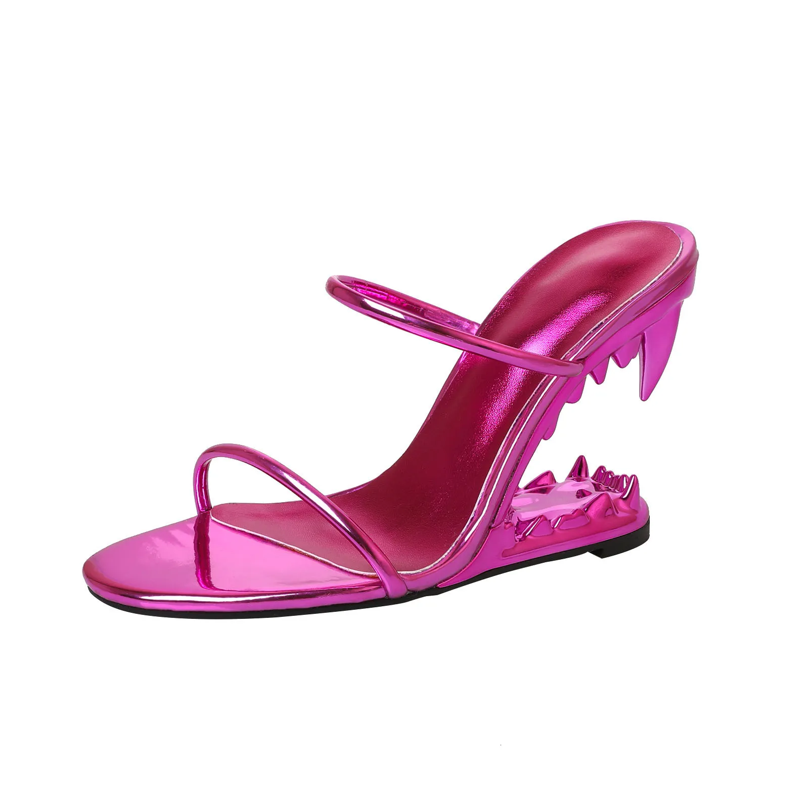 Sandali da donna alla moda con tacco a spillo, design a punta aperta con due sottili cinturini e soletta imbottita per il tragitto quotidiano e la notte_voghion.com