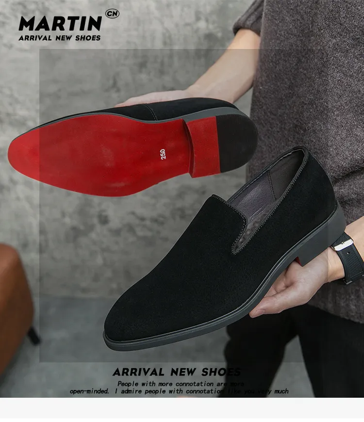 Mocassini uomo in scamosciato stile classico slip-on da passeggio_voghion.com