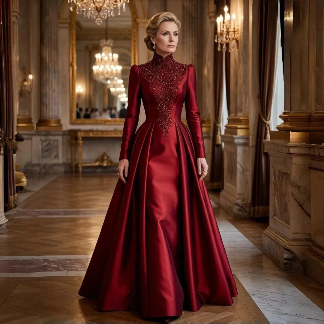 burgundy and gold mother of the bride dresses Satin Long Red Dress... From Elegantbridestudio, Rs.15,435.64 elegant mother of the bride dresses