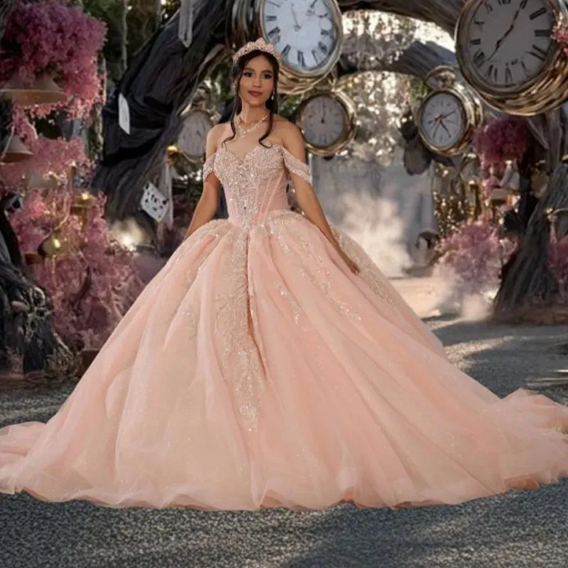 15 birthday dresses pink Shiny Off Shoulder Quinceanera Ball Pink Ball... From Chicladygownshop, $160.19 Size:11-12 Years (160cm)