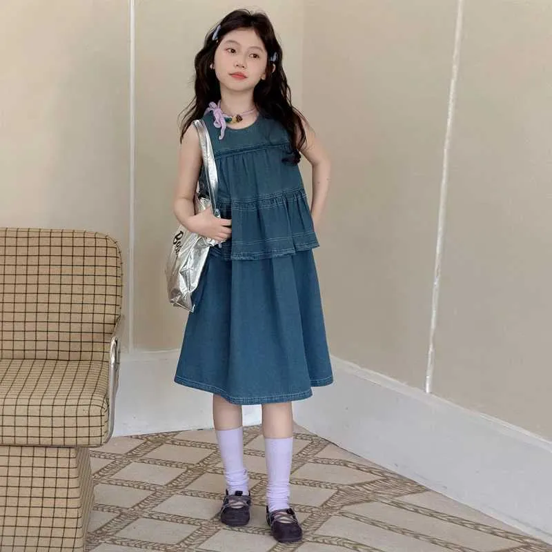 toddler denim dress Baby Girl Ruffles Sleeveless Strap Button A-Line Jeans Dress Sundress Summer Clothes Set (Blue, 6-12 Months): Clothing, Shoes & Jewelry Summer Occasion Piper Pinstripe Denim Belted Dress