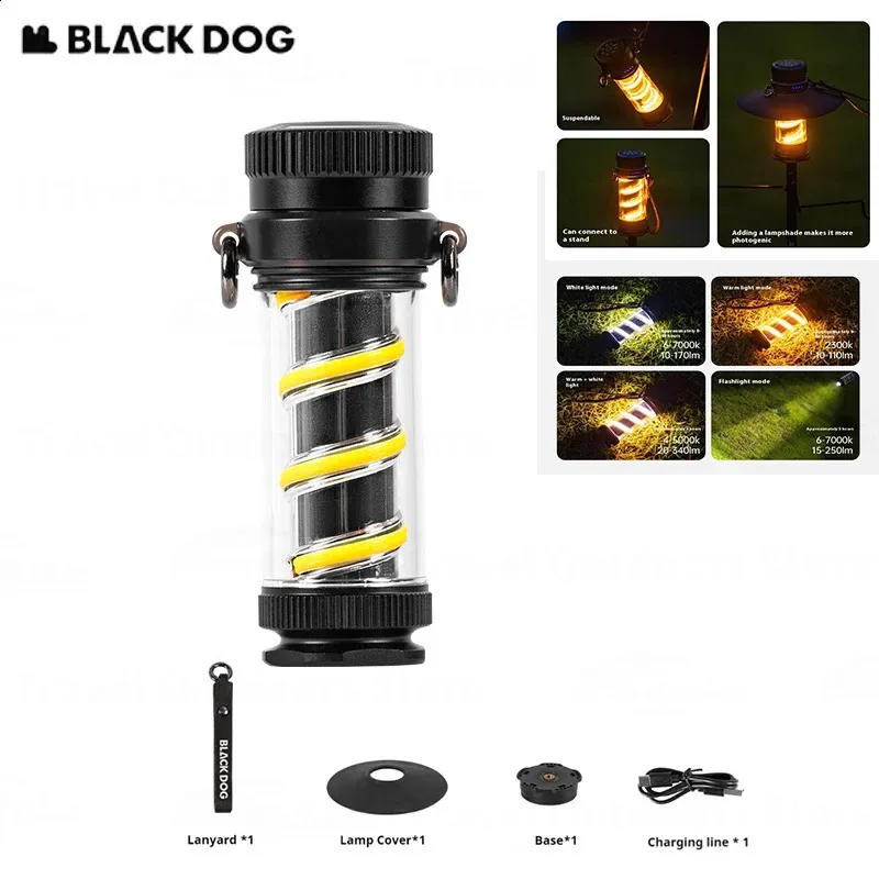 Blackdog Vintage LED Camping Lantern – 5 Light Modes, Stepless Dimming, 260 Lumens, USB Rechargeable, 2000mAh Battery, Water Resistant – For Camping, Power Outages & Decor