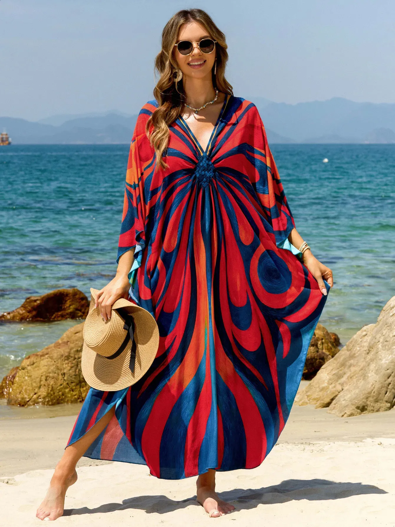 Plus Size Hand Woven Beach Cover Up Dress, Rose... From Huantong04, Rs.2,472.52