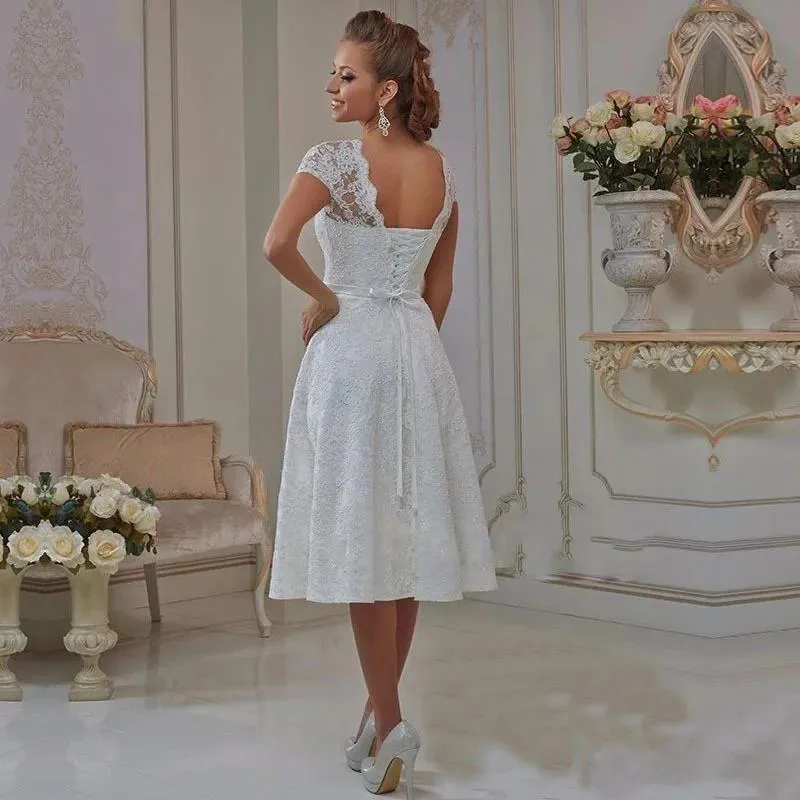 vintage boat neck wedding dress Neckline Gown Lace Boat For Wedding Boat Neck Three Quarter Vintage Simple A-Line Vow Renewal