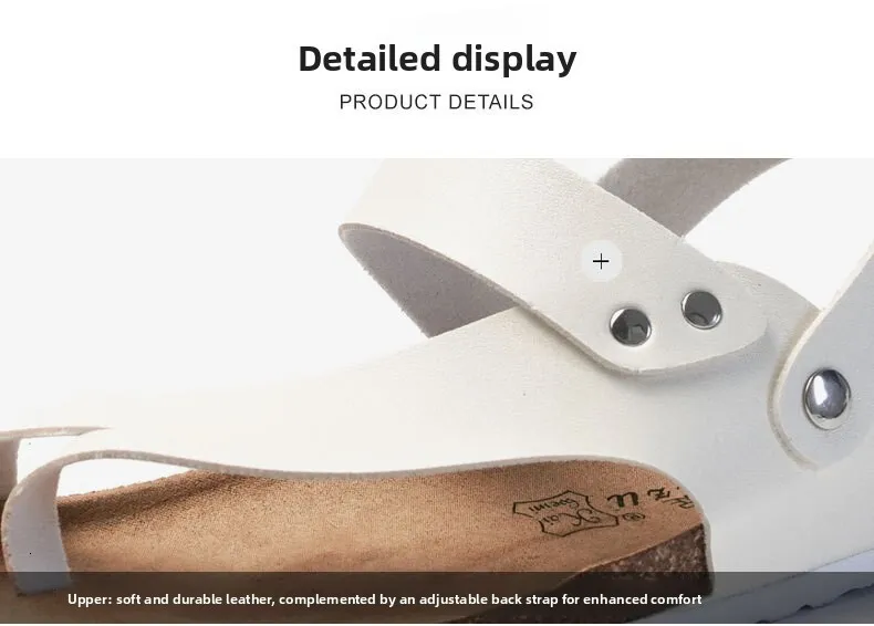 Unisex White Slingback Thong Sandals With Cork Footbed Flat Sole_voghion.com