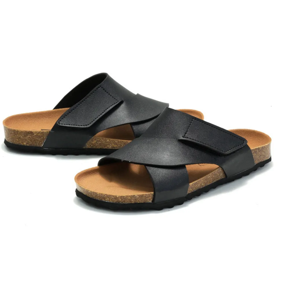 RUIZUSTOCK Hot Luxury Slippers Summer Cork Slippers With Exposed Toes Breathable Comfortable Beach Shoes_voghion.com