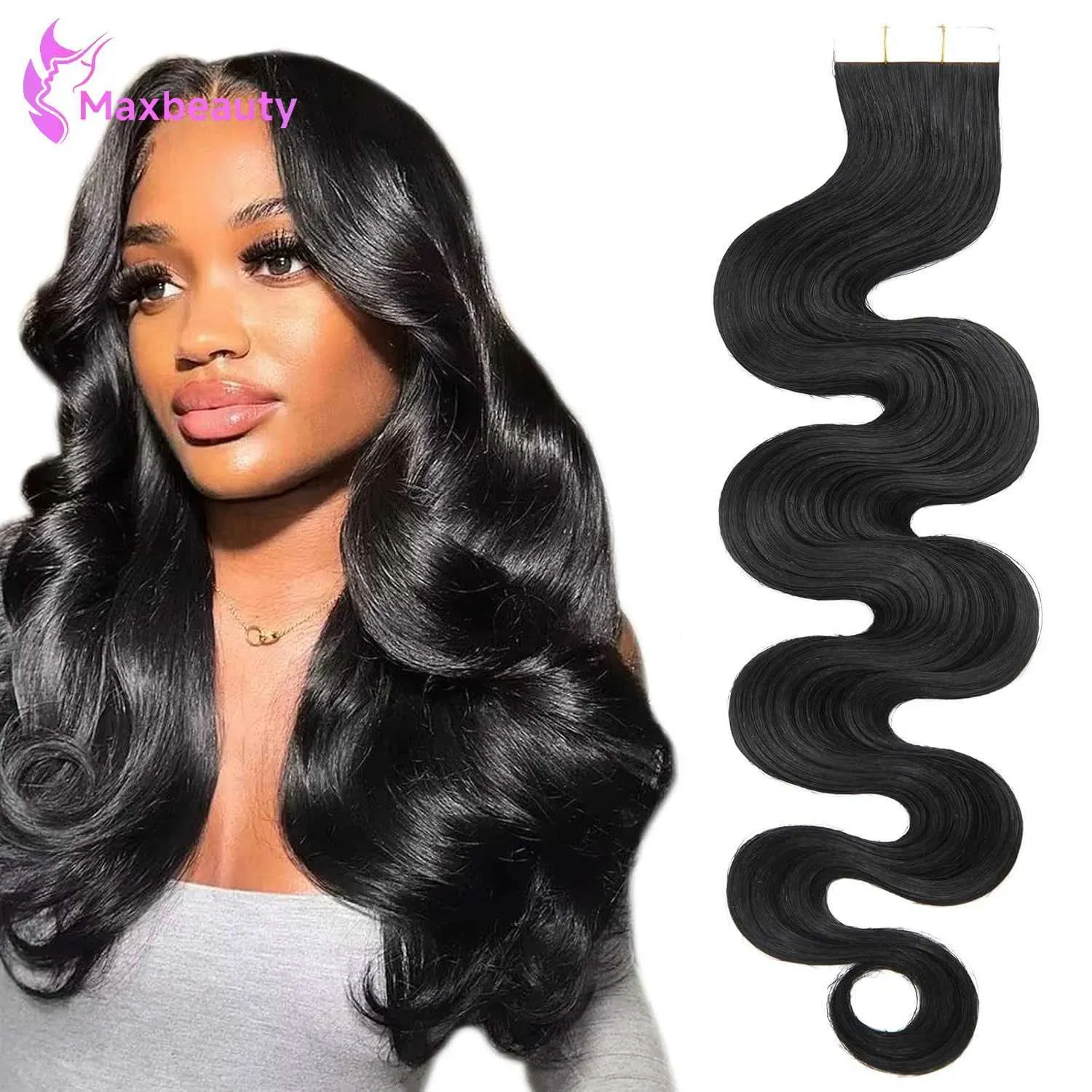 22 Inch Human Hair Tape In Extensions 20pcs Body Wave Seamless Weft Long Body Wave Tape in Human Hair Extension Brazilian Remy  main image 3