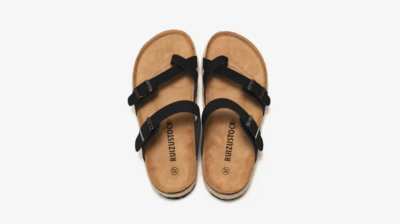 Women's Brown Platform Thong Sandals Leather Wedge Flip Flops_voghion.com