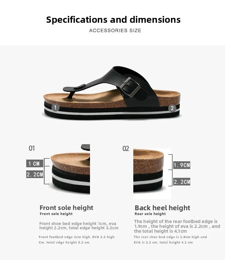 Women’s Black Platform Thong Sandals Pu Leather Cork Flat Sandals_voghion.com