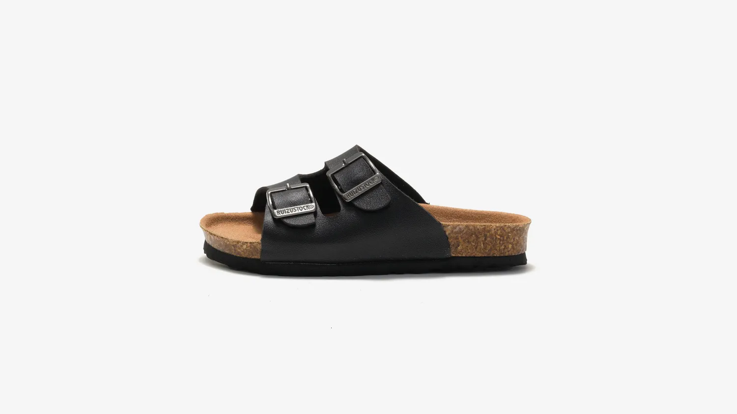 Sandales unisex classiques blanches en liège à double boucle cuir_voghion.com