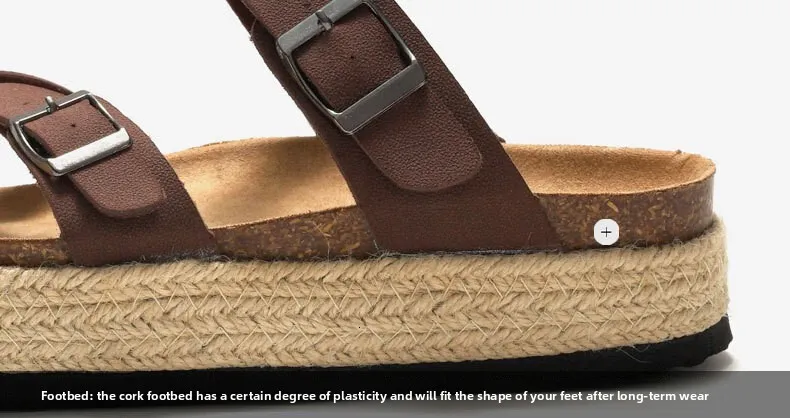 Women's Brown Platform Thong Sandals Leather Wedge Flip Flops_voghion.com