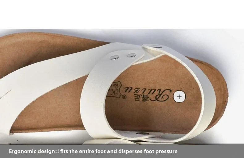 Unisex White Slingback Thong Sandals With Cork Footbed Flat Sole_voghion.com