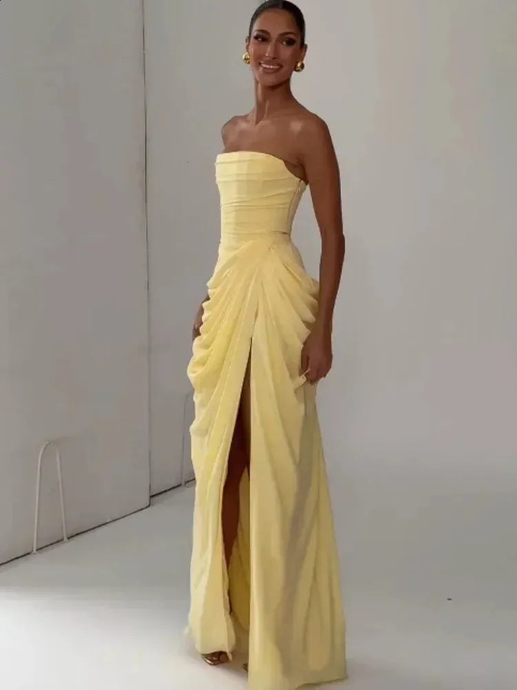yellow pleated strapless dress Lulus | Yellow Pleated Satin Drop Waist Maxi Dress | Womens | X-Large (Available in XS, L)