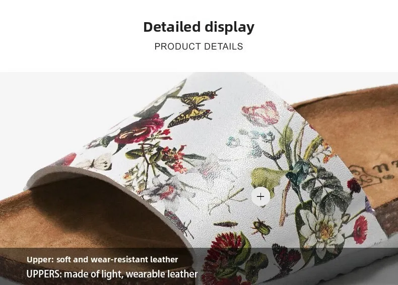 Women's Floral Print Single Strap Flat Sandals Pu Leather Summer_voghion.com