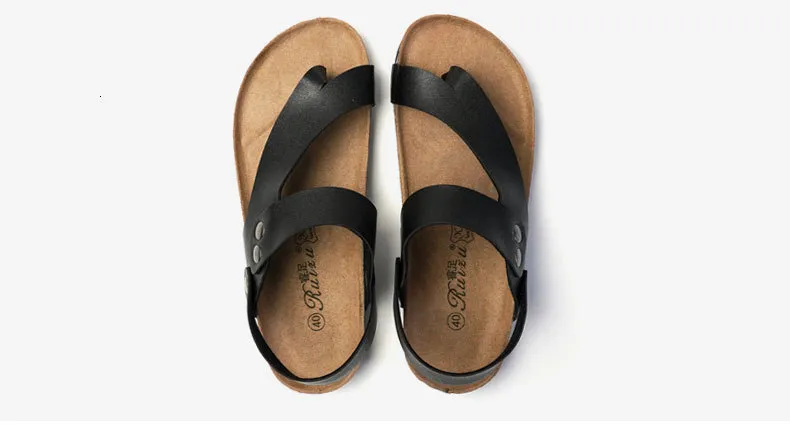 Unisex White Slingback Thong Sandals With Cork Footbed Flat Sole_voghion.com