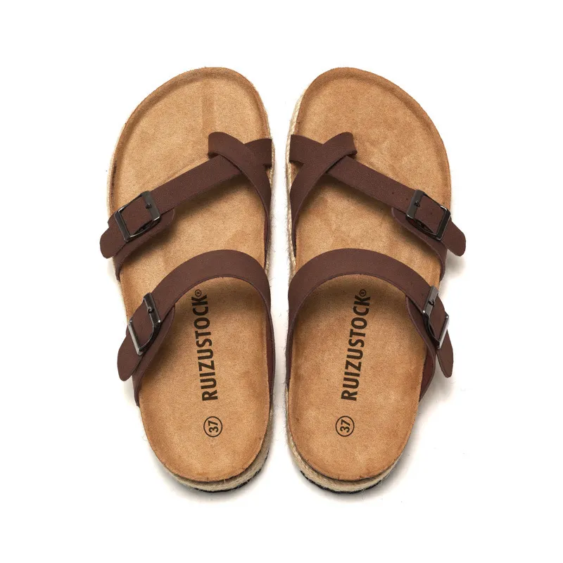 RUIZUSTOCK Women Fashion Brown Platform Thong Sandals PU Leather Espadrille Wedge Flip Flops_voghion.com