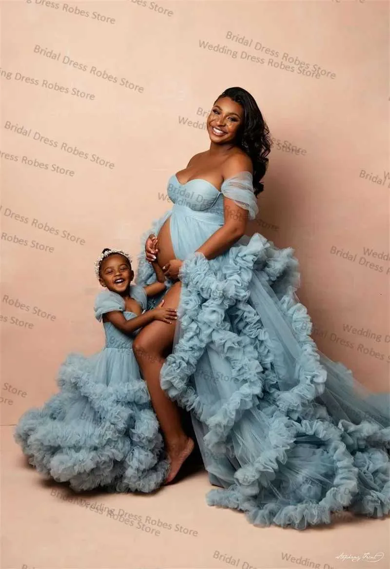 blue ruffle maternity dress Ruffles Tulle Maternity Dress