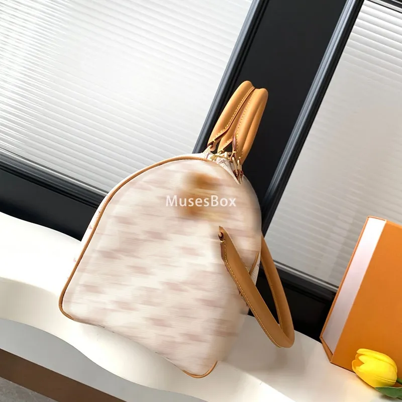 Designer White Leather Boston Pink Designer Bag With From
