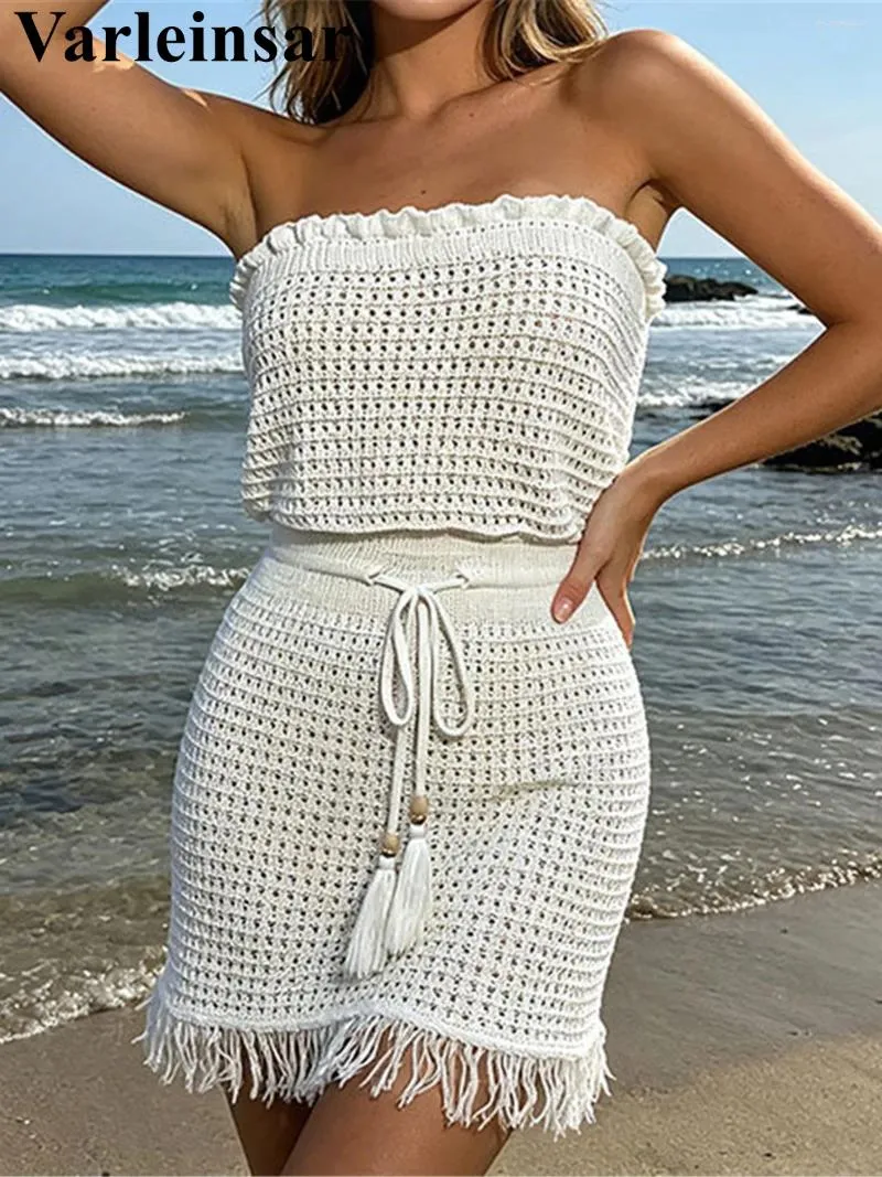 knit dress beach cover up XL Crochet Knitted Hollow Out Bandeau Tunic Dress,... From Bailixi04, Rs.1,365.85 Melody