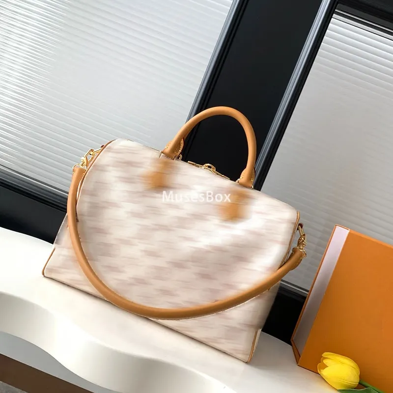 Designer White Leather Boston Pink Designer Bag With From