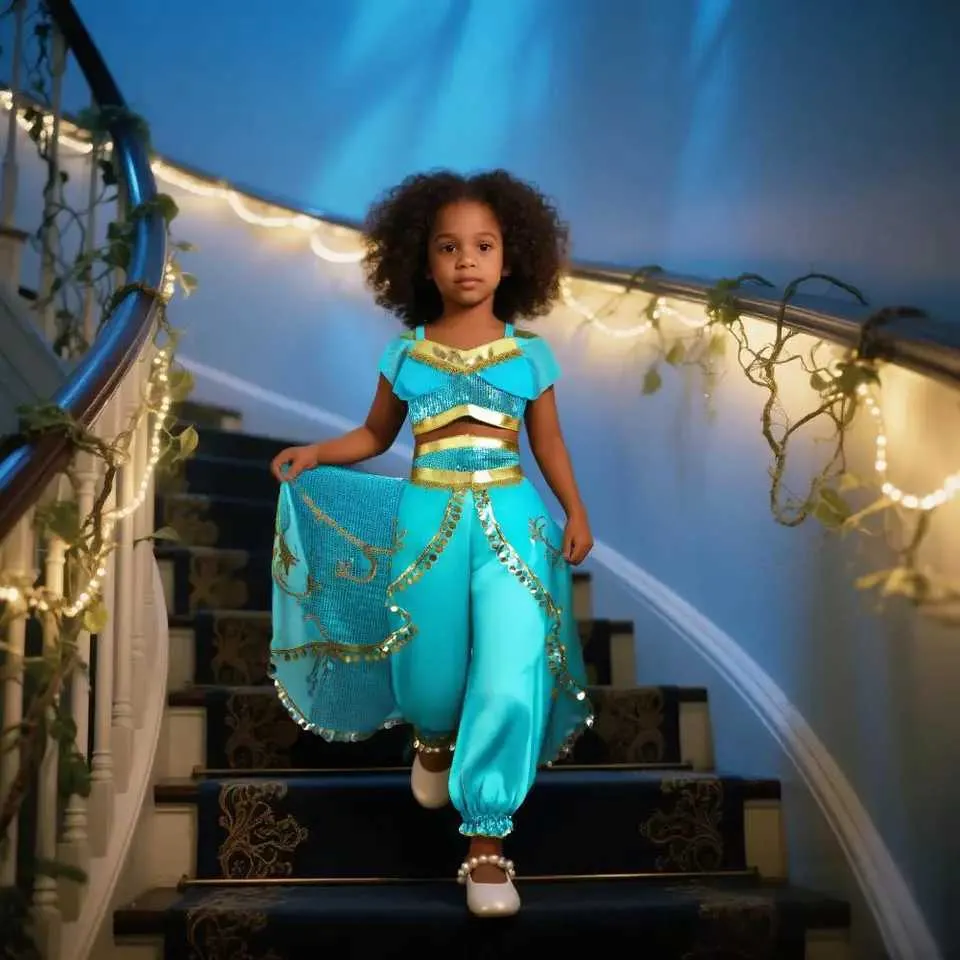 jasmine princess dress With Embroidered Jacket Cosplay Costume A whole new world awaits with this exotic gown’s shimmering beadwork and beautiful silhouette that celebrate Jasmine’s bold and adventurous spirit ZYACTU Women's Aladdin Jasmine Princess