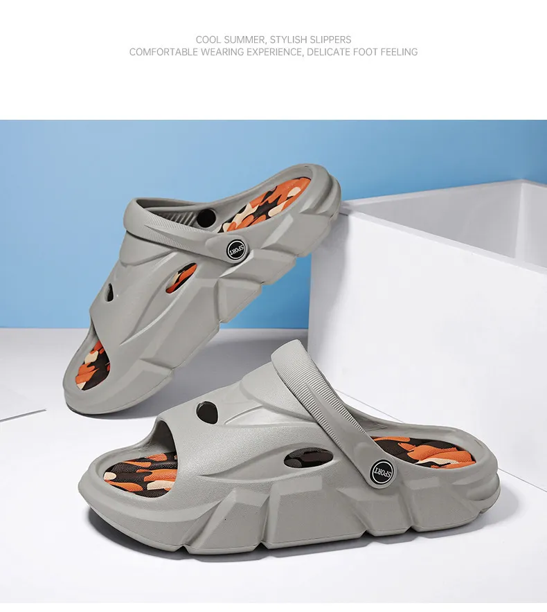 Mens Sport Slides Sandals Adjustable Strap Non Slip Beach Slippers_voghion.com