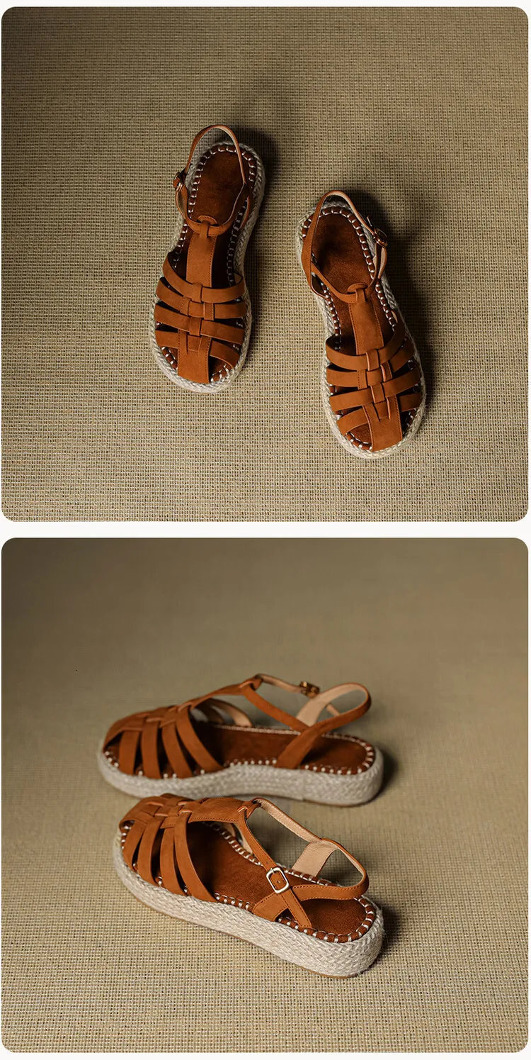 Womens Beige Fisherman Sandals Platform Espadrille Ankle Strap_voghion.com